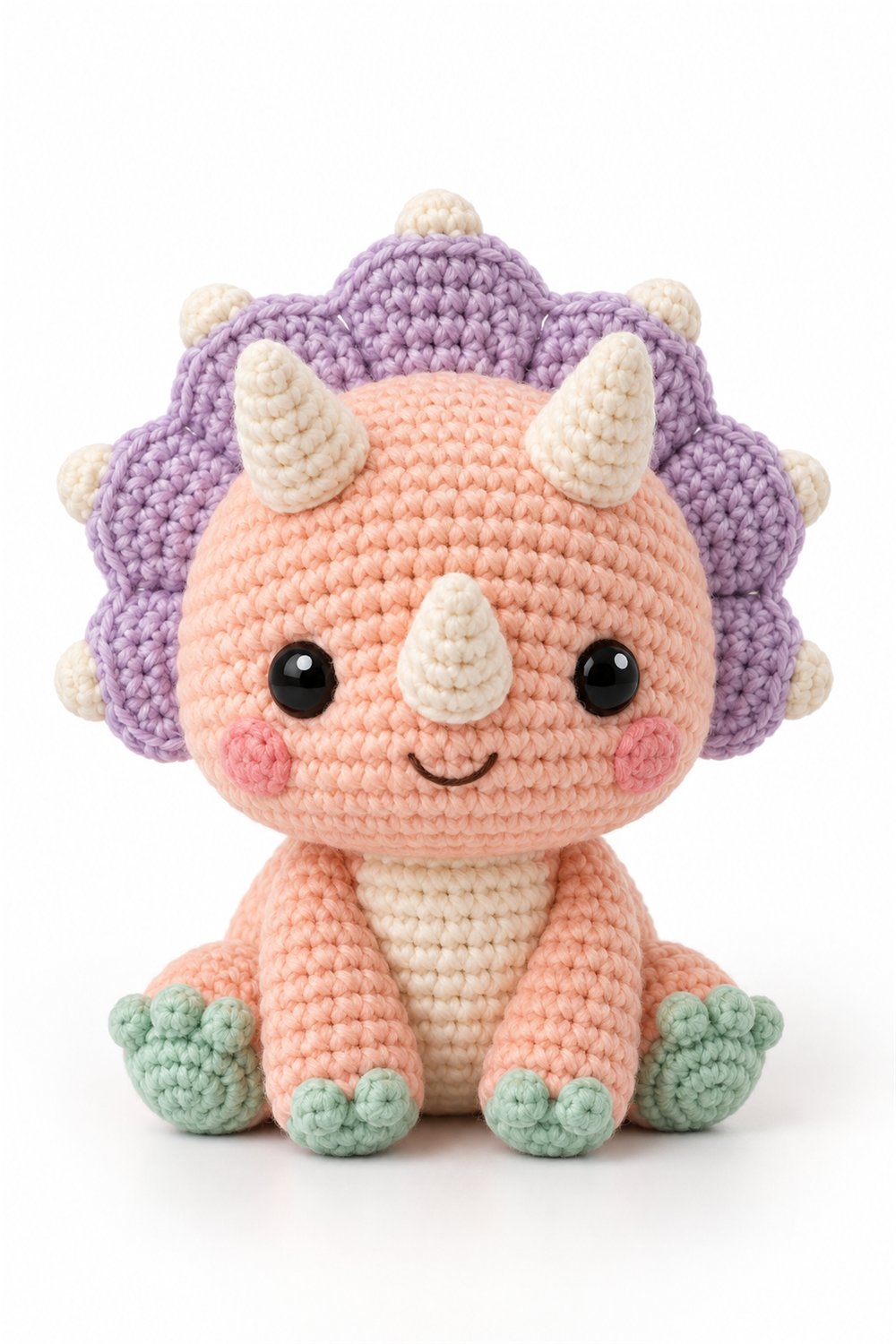 Amigurumi 1104 Aleatorios Fofos Dino Triceratops - Easy Crochet