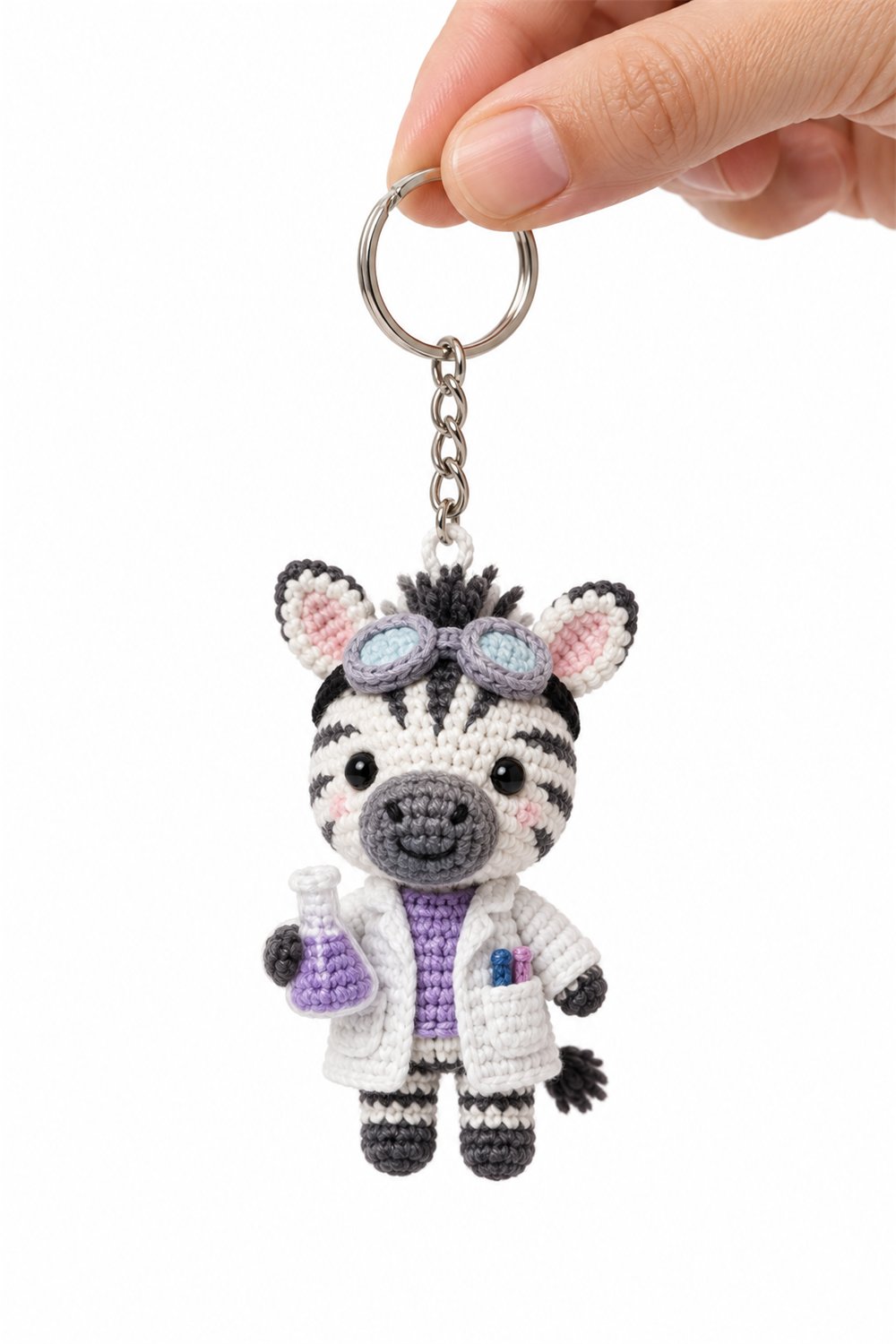 Amigurumi 164 Chaveiro Zebra Cientista - Step by Step