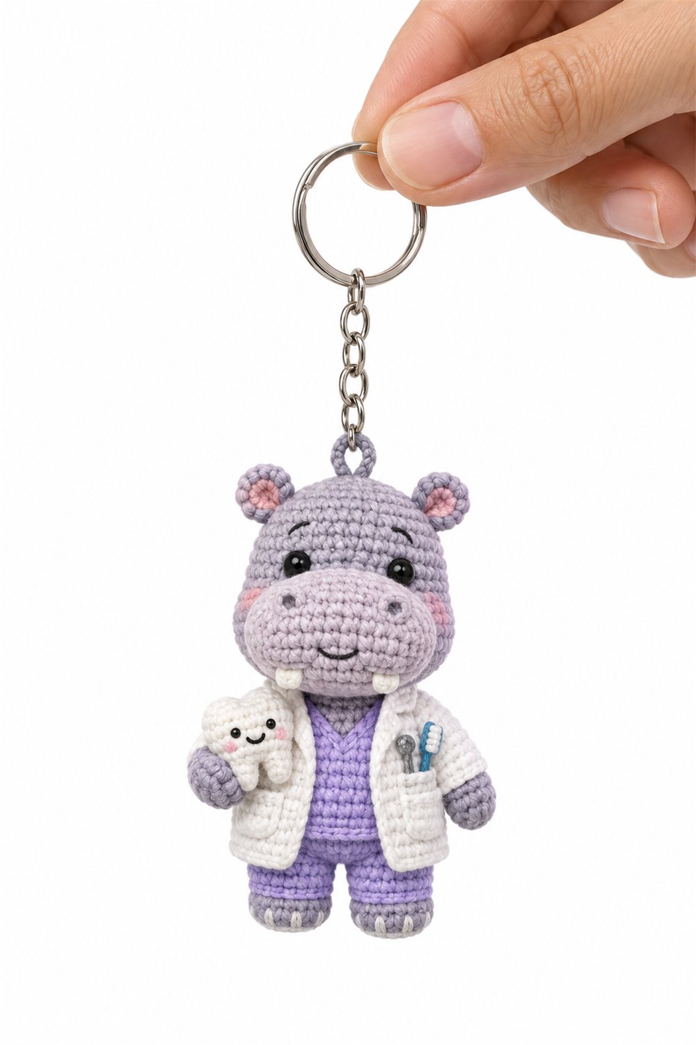 Amigurumi 166 Chaveiro Hipopotamo Dentista - Handmade Pattern
