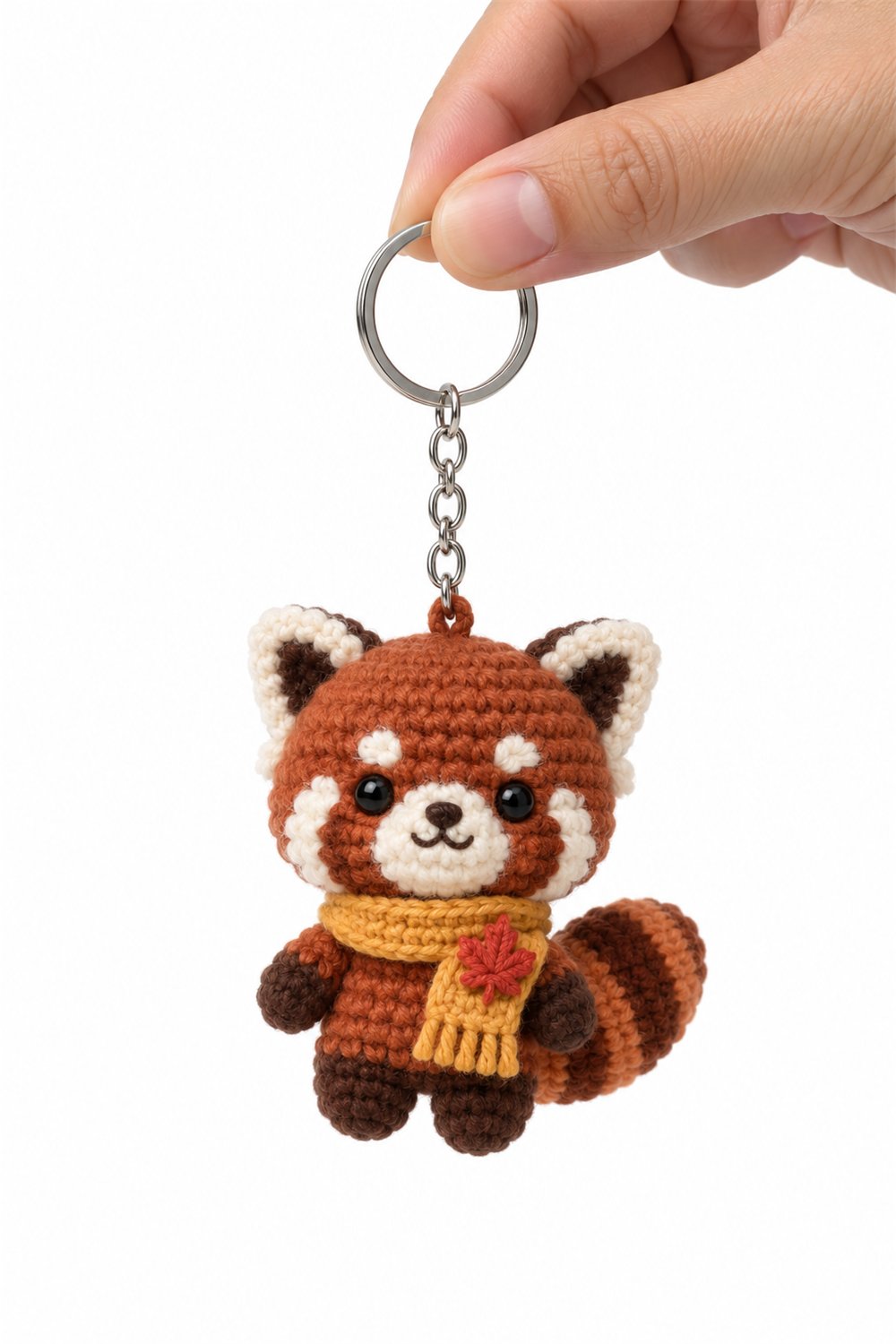 Amigurumi 257 Chaveiro Panda Vermelho Outono - Handmade Pattern