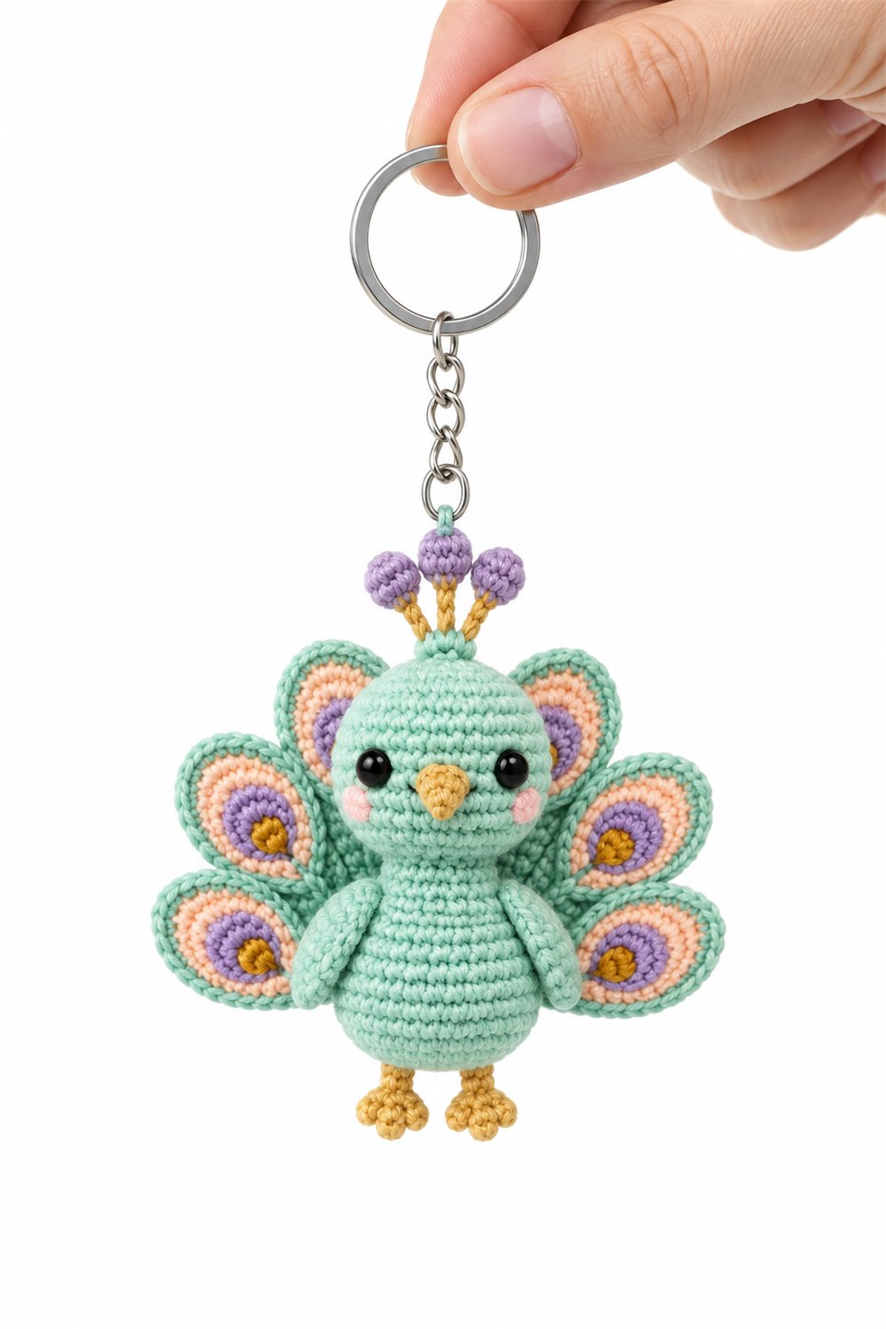 Amigurumi 287 Chaveiro Pavo Pastel Crochet Guide