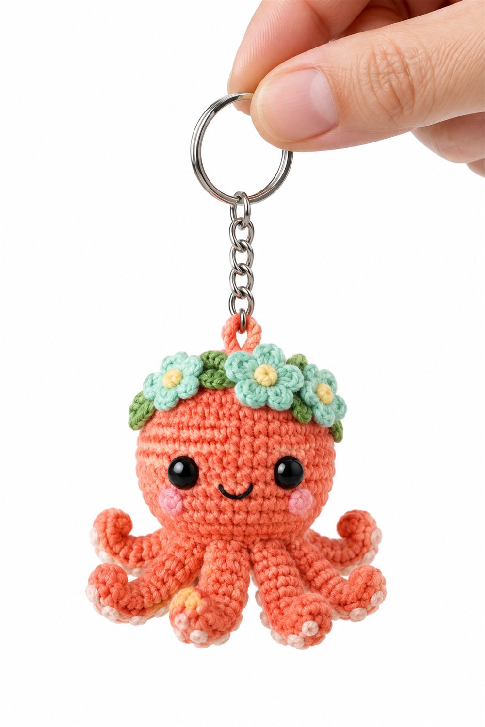 DIY Amigurumi 465 Chaveiro Polvo Flor Laranja - Crochet Tutorial