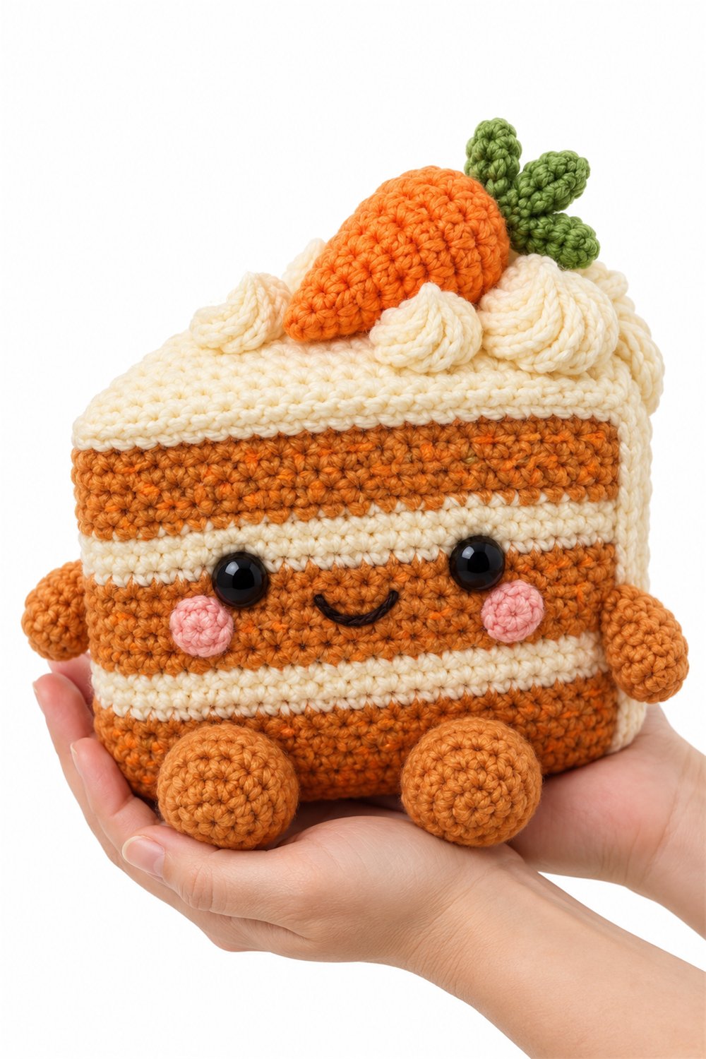 How to Crochet Amigurumi 490 Na Mao Bolo Cenoura Fatia