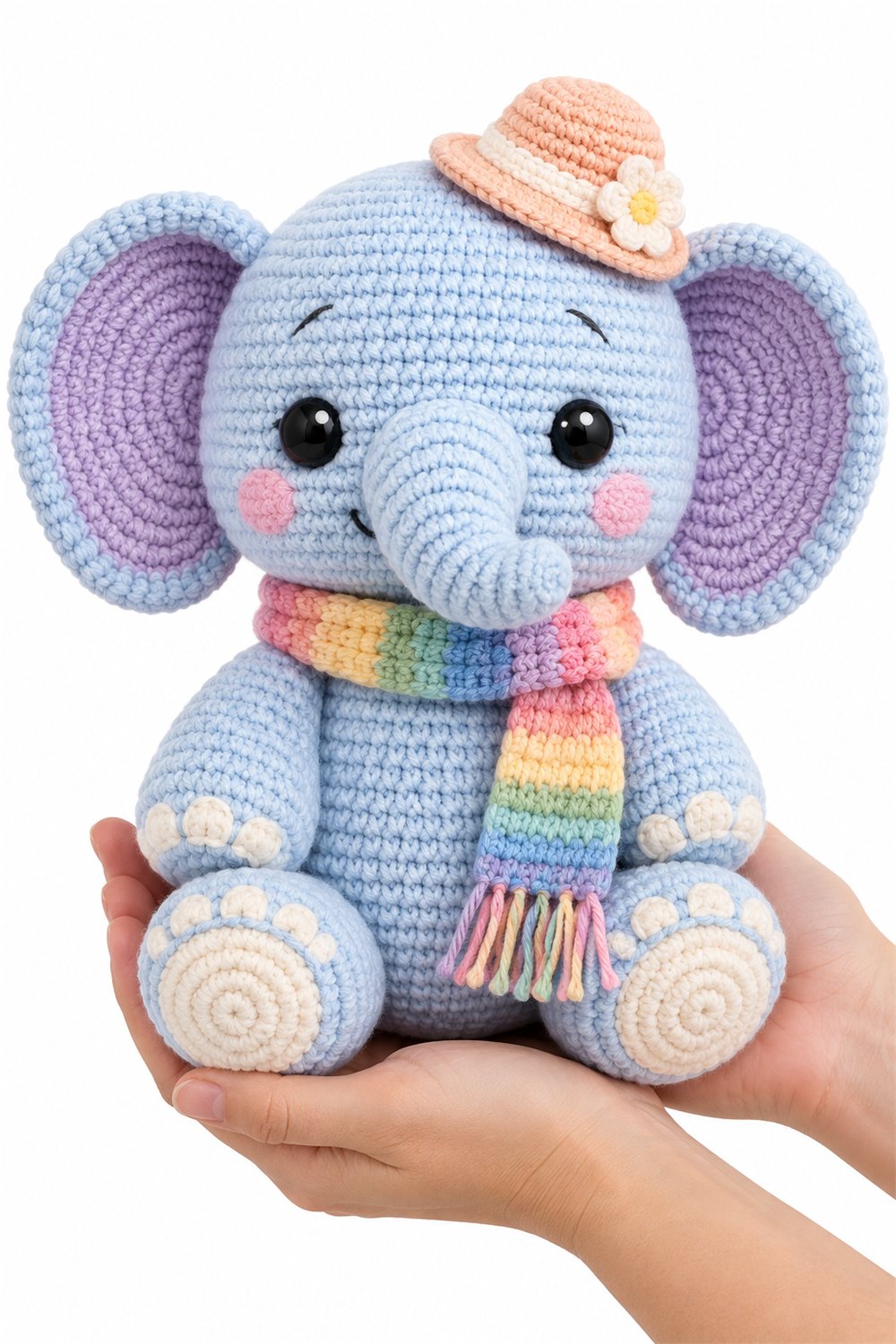 Amigurumi 504 Na Mao Elefante Arcoiris - Easy Crochet