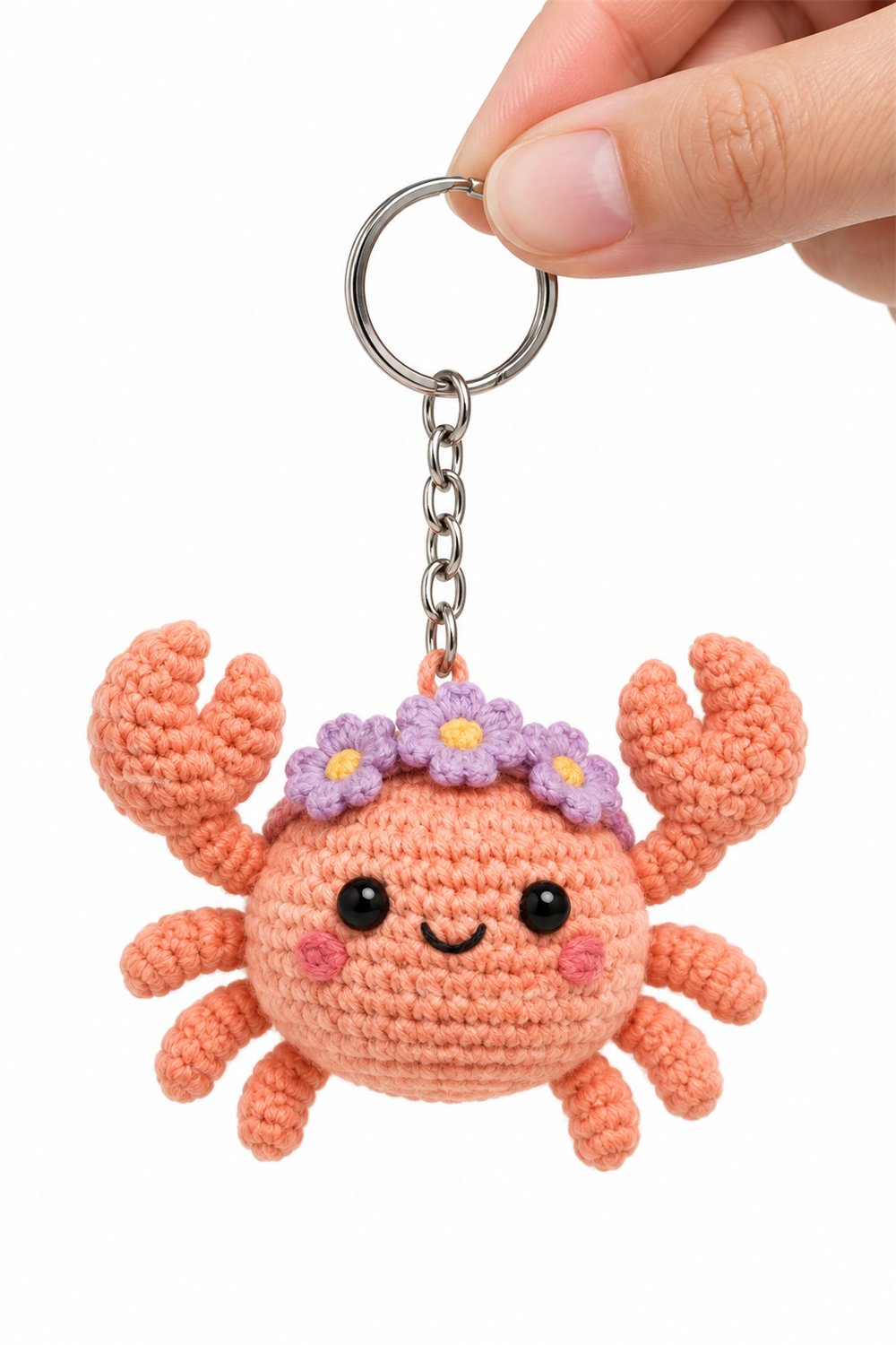 How to Crochet Amigurumi 509 Chaveiro Caranguejo Flor