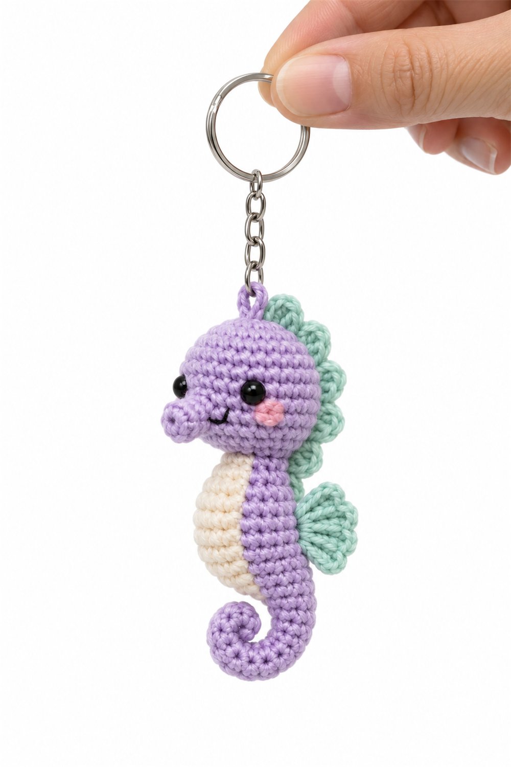 Amigurumi 513 Chaveiro Cavalo Marinho Lilas - Easy Crochet