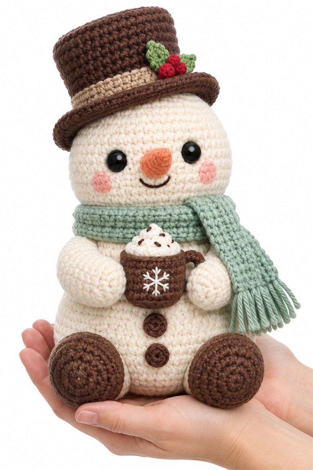 Amigurumi 526 Na Mao Boneco Neve Cacau - Amigurumi Pattern