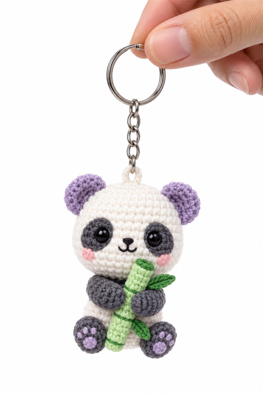 How to Crochet Amigurumi 563 Chaveiro Panda Bambu Lilas