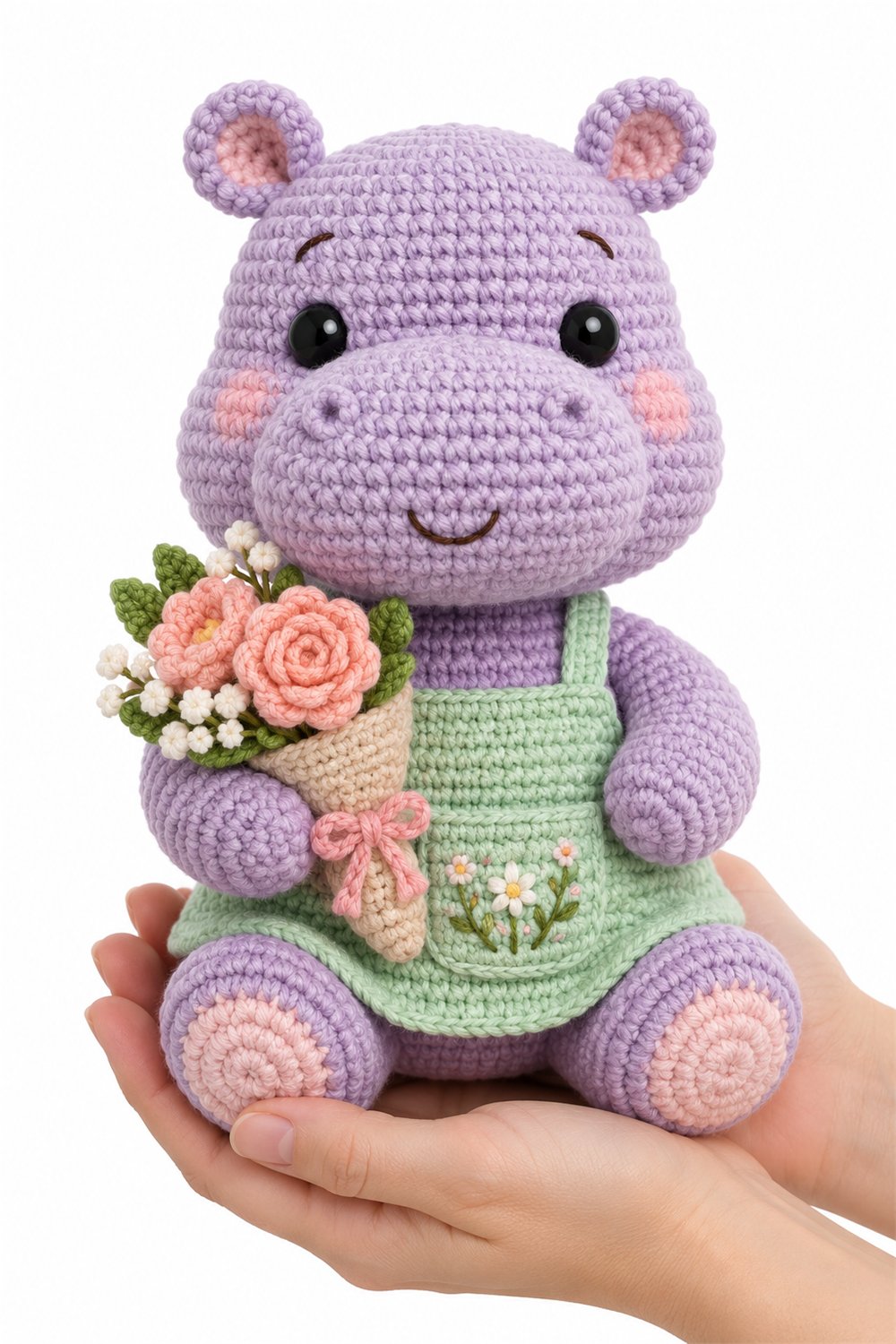 Amigurumi 588 Na Mao Hipopotamo Florista - PDF Pattern
