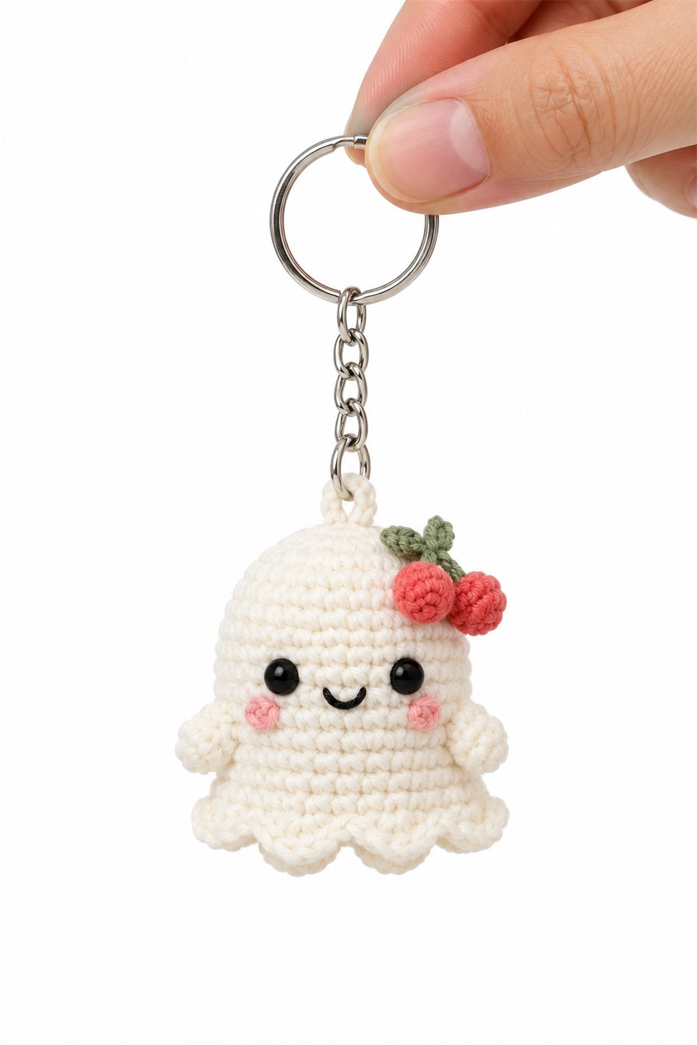 Amigurumi 595 Chaveiro Fantasma Cereja - Easy Crochet