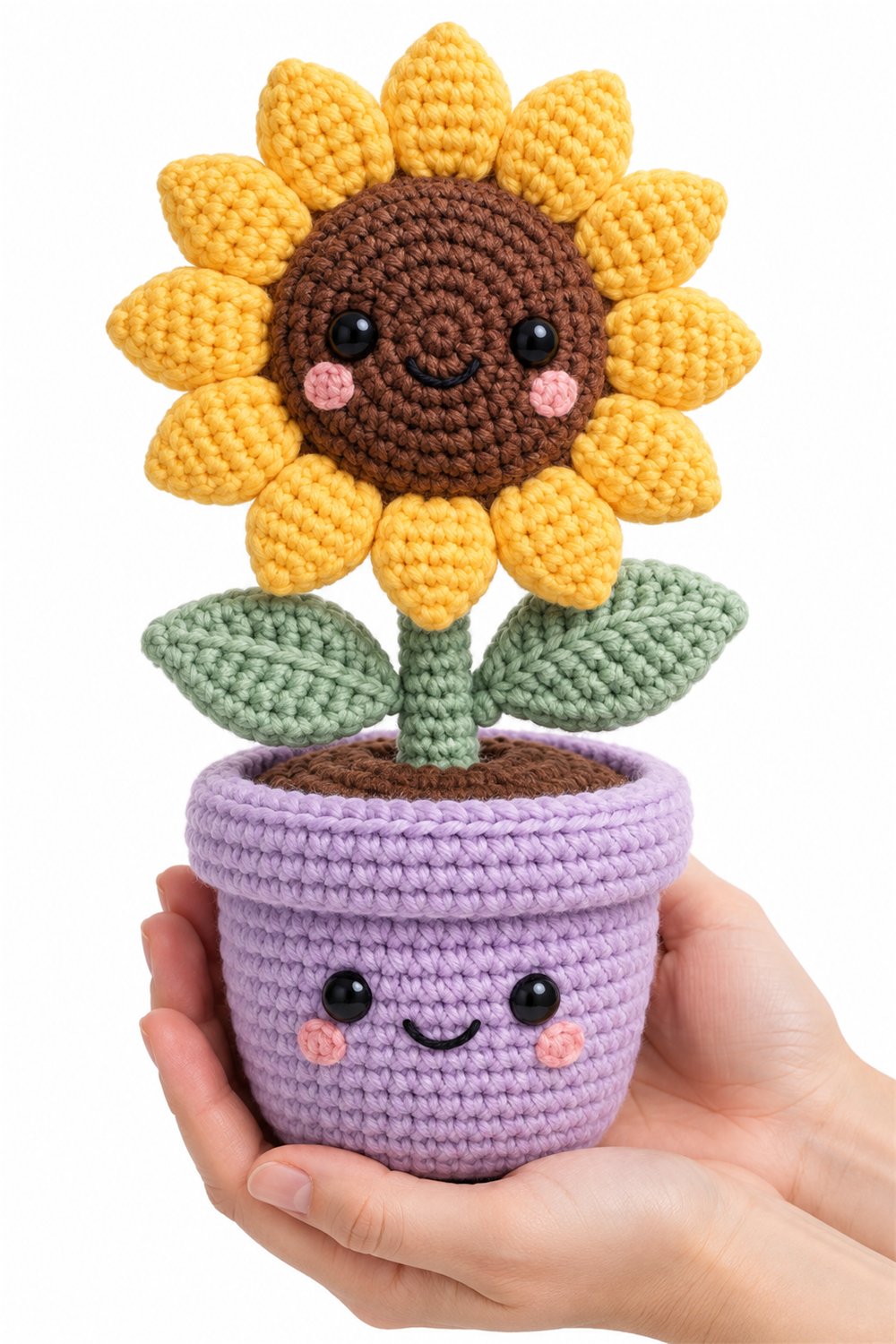 How to Crochet Amigurumi 636 Na Mao Vaso Girassol