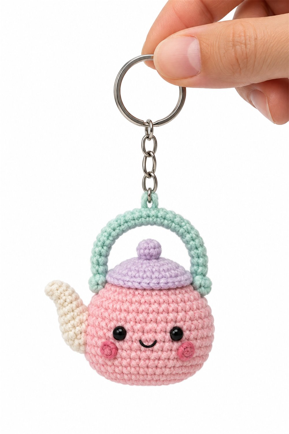 Amigurumi 639 Chaveiro Chaleira Rosa - Handmade Pattern