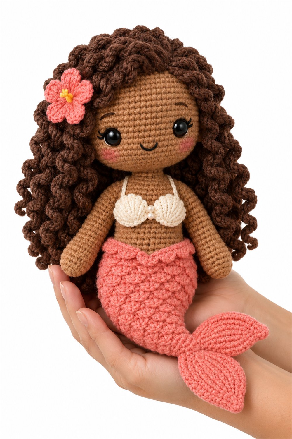 Amigurumi 700 Na Mao Sereia Coral - Step by Step