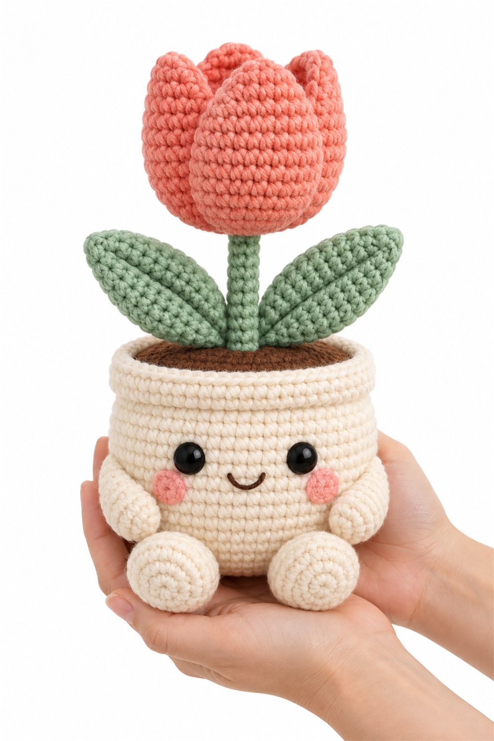 How to Crochet Amigurumi 736 Na Mao Vaso Tulipa