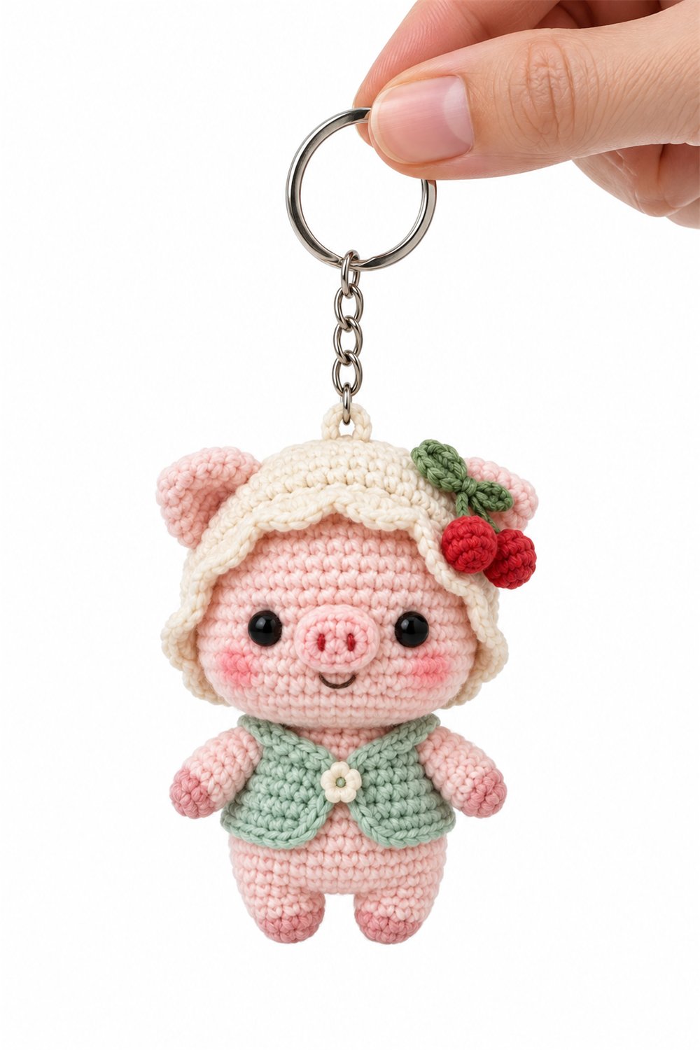Crochet Amigurumi 767 Chaveiro Porquinho Cereja - Pattern