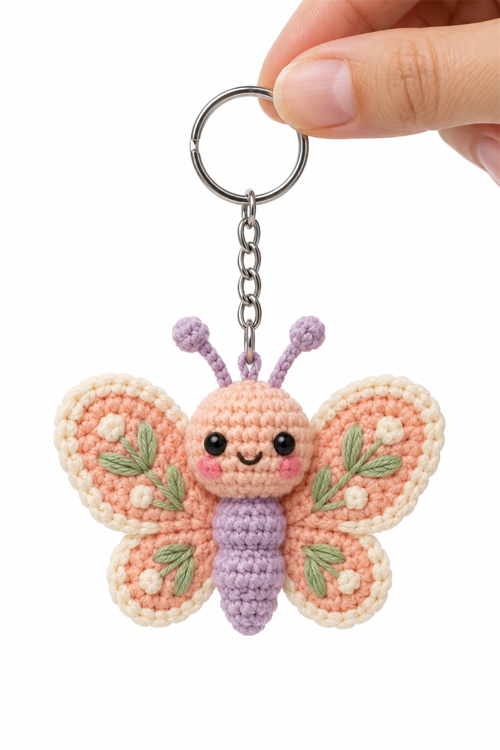 Amigurumi 823 Chaveiro Borboleta Pessego Crochet Guide