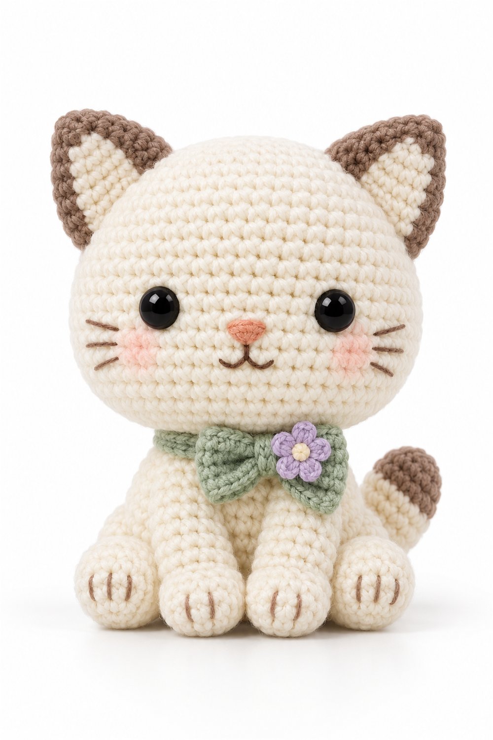 Amigurumi 895 Estilo Exemplos Gato Creme Flor - Easy Crochet
