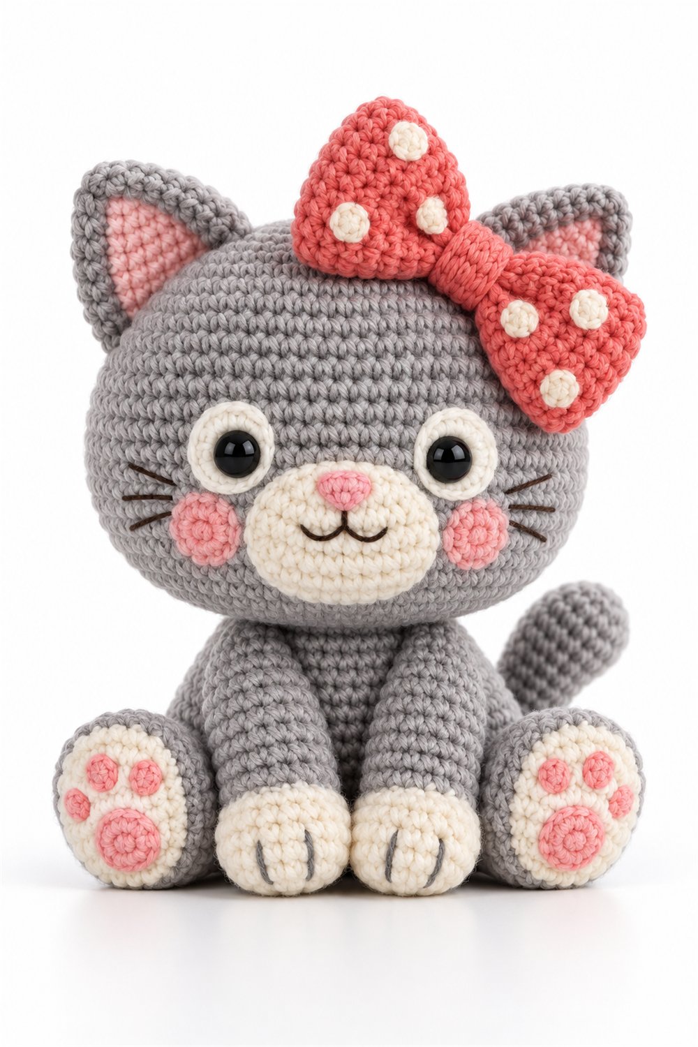 Amigurumi 896 Estilo Exemplos Gatinho Cinza Laco Crochet Guide