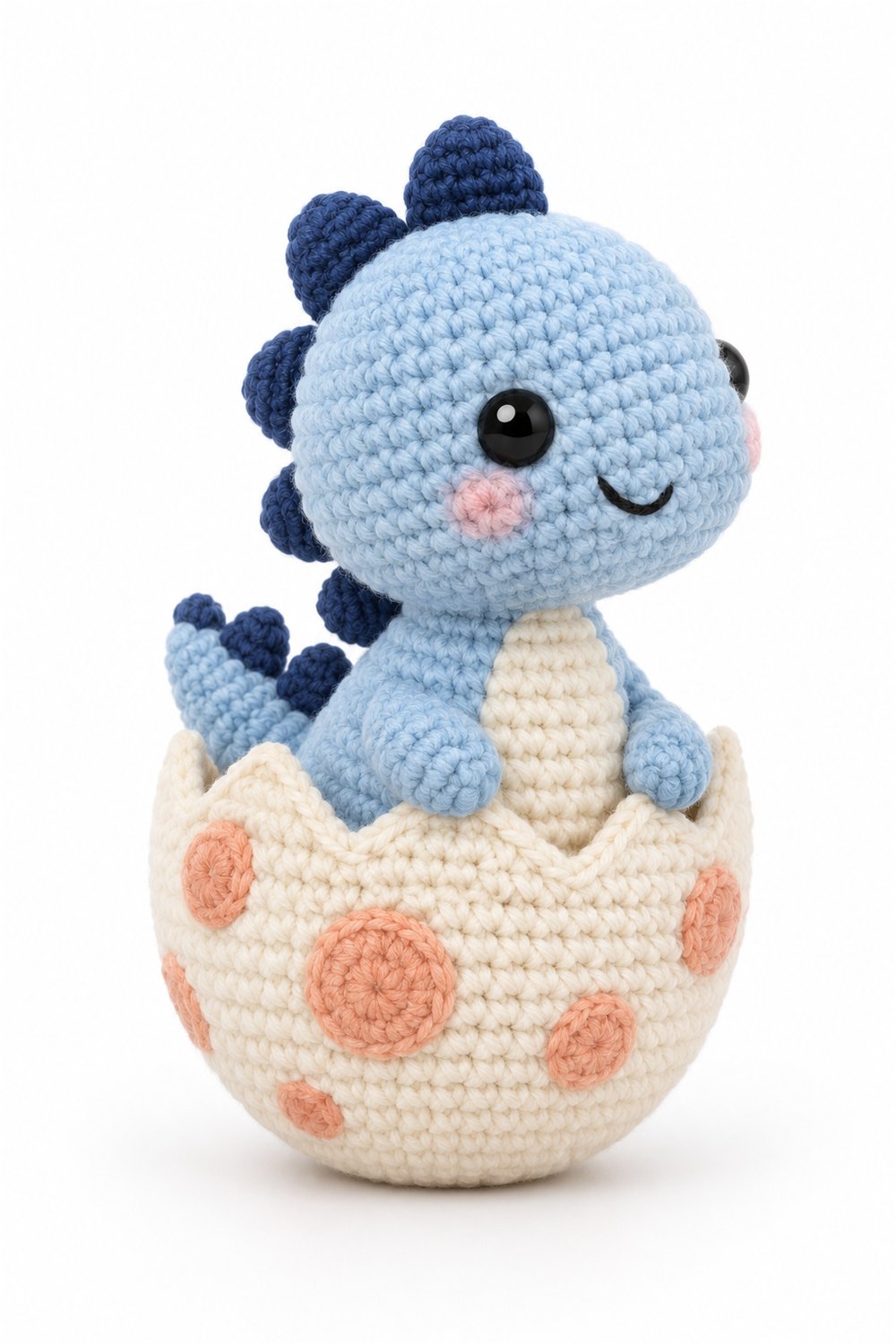 Amigurumi 919 Estilo Exemplos Dinossauro Azul Ovo - Step by Step