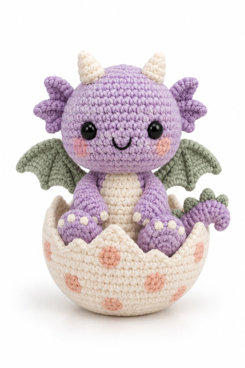 Amigurumi 937 Estilo Exemplos Dragao Lavanda Ovo - Step by Step