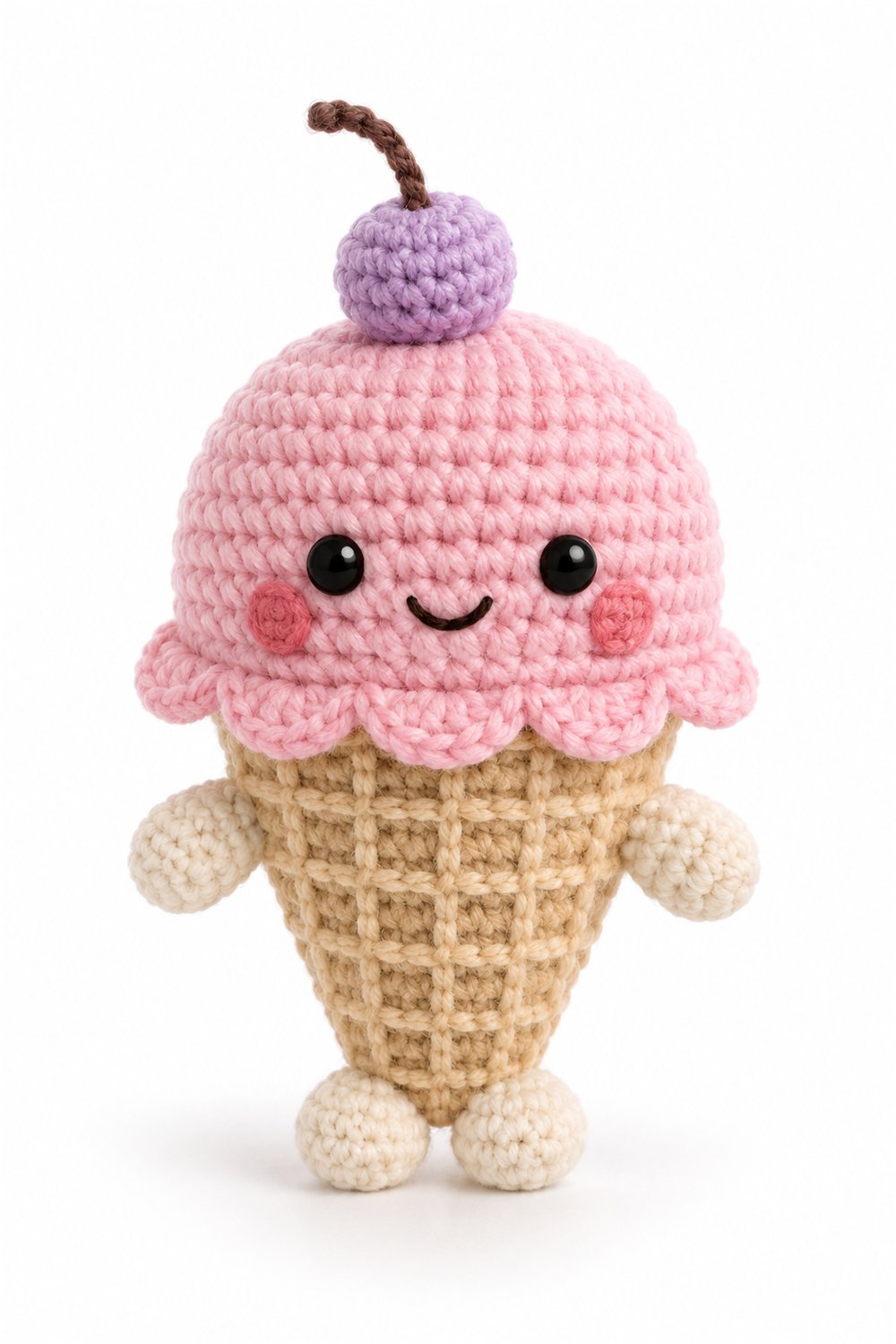 Amigurumi 982 Aleatorios Fofos Sorvete Cone Rosa - Step by Step