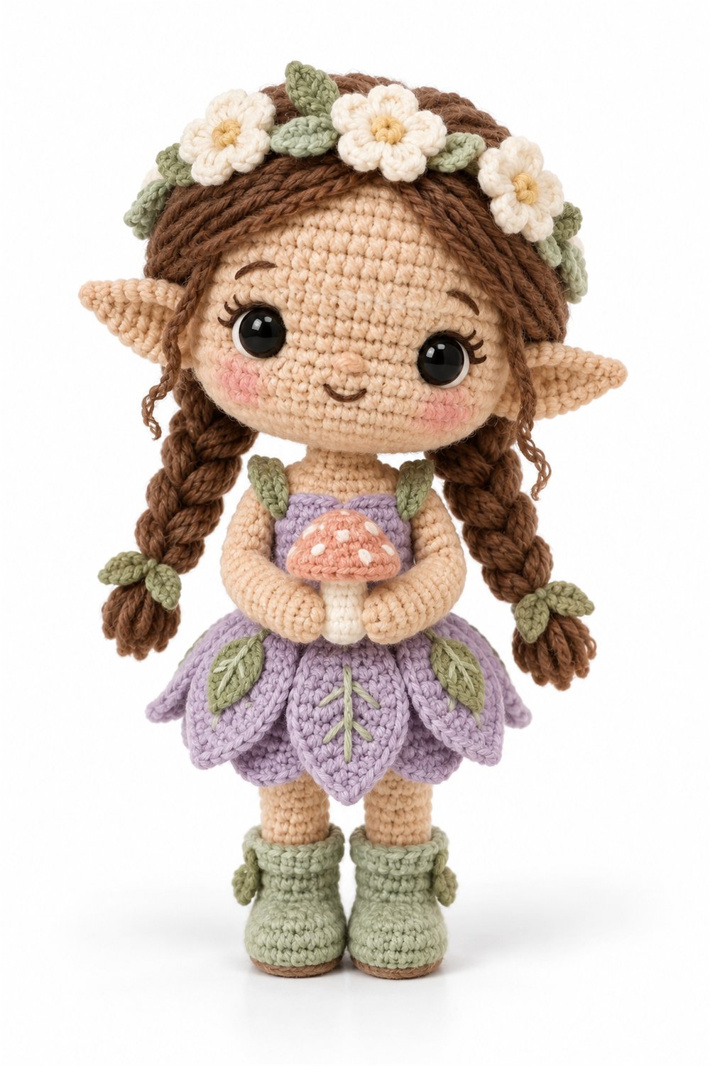 Amigurumi 995 Aleatorios Fofos Elfa Lavanda - Easy Crochet