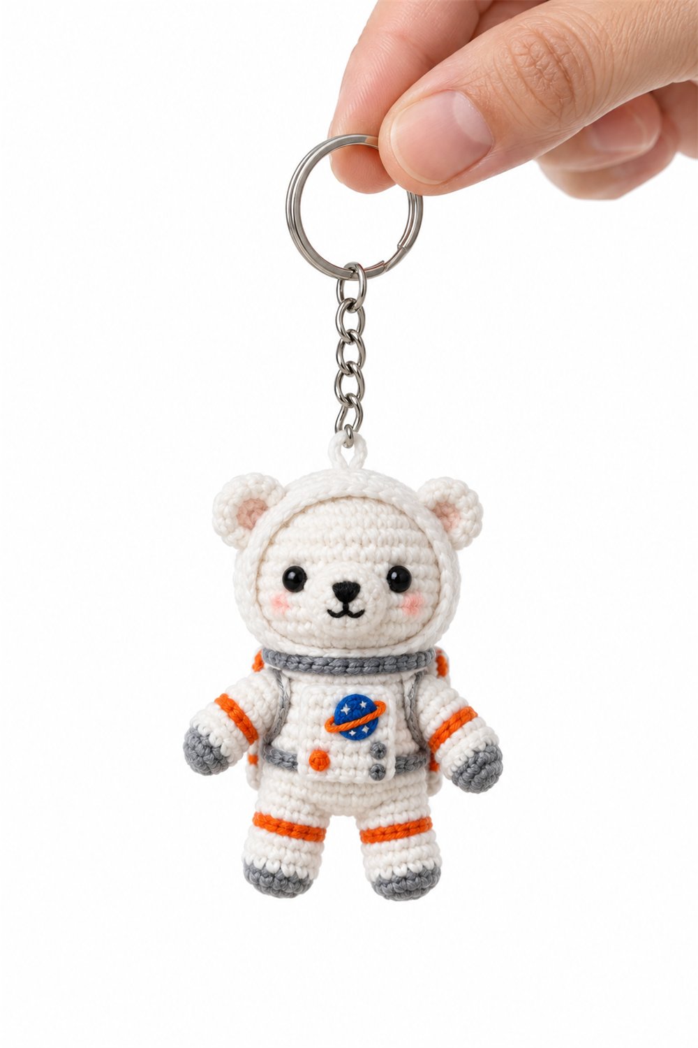 Crochet Astronaut Polar Bear Keychain - Pattern