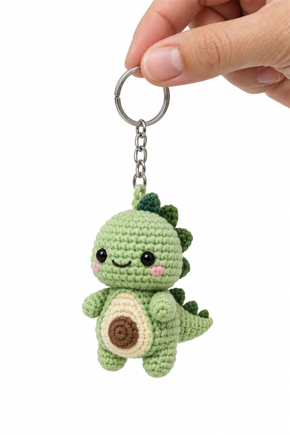 Crochet Avocado Dinosaur Keychain - Pattern