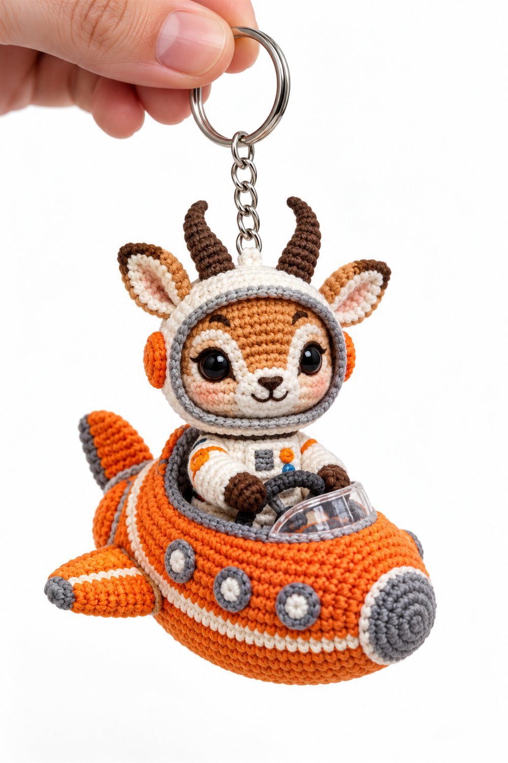 Crochet Baby Antelope Astronaut In Orange Spaceship - Pattern