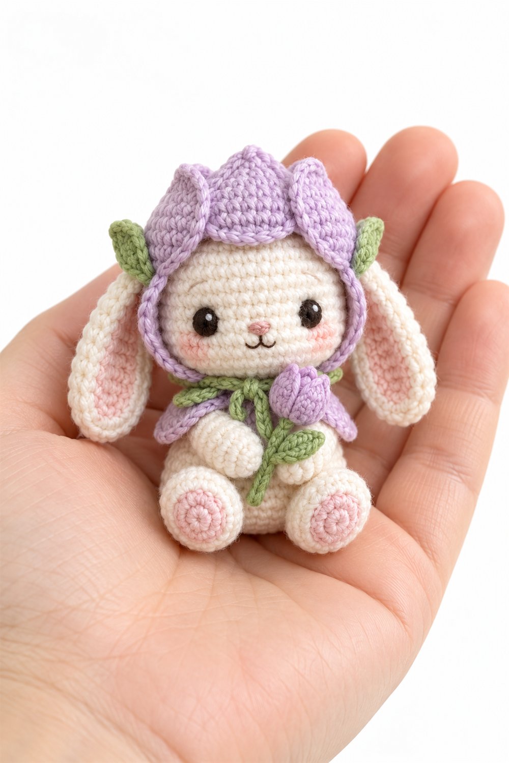 Baby Bunny Wearing A Lilac Tulip Bonnet - Step by Step