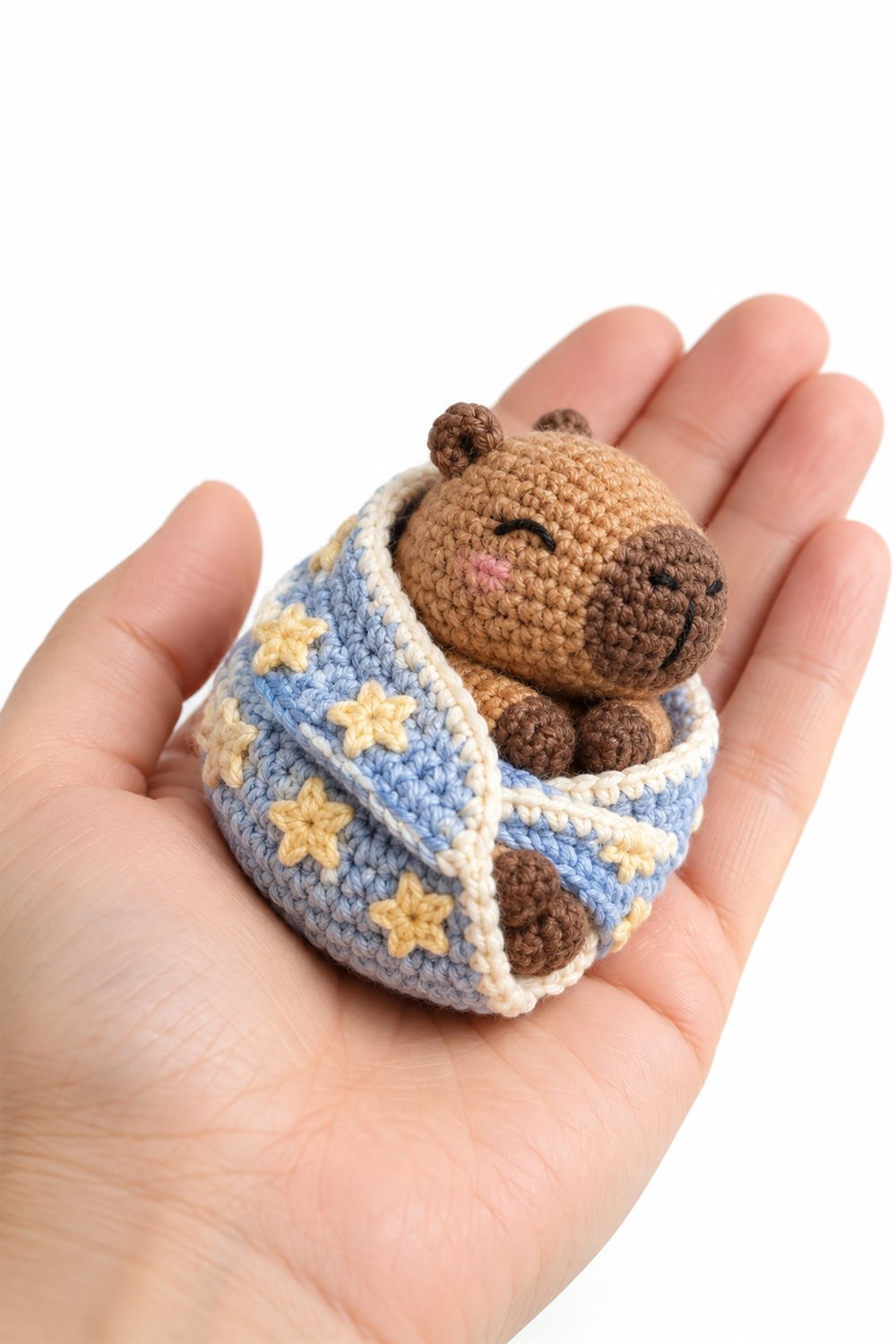 Baby Capybara Wrapped In Star Blanket - Amigurumi Pattern