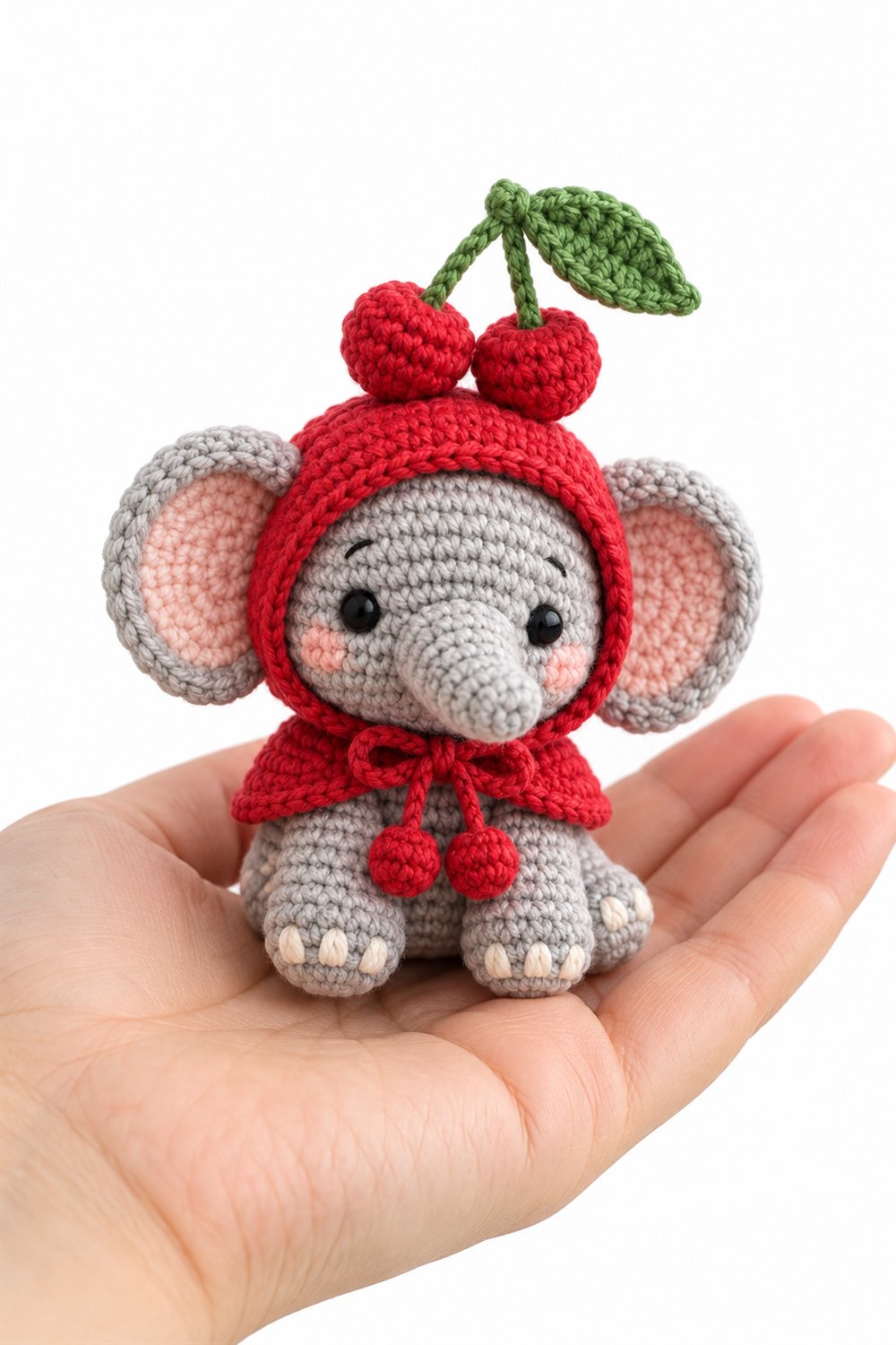 Baby Elephant With Cherry Hood Crochet Guide
