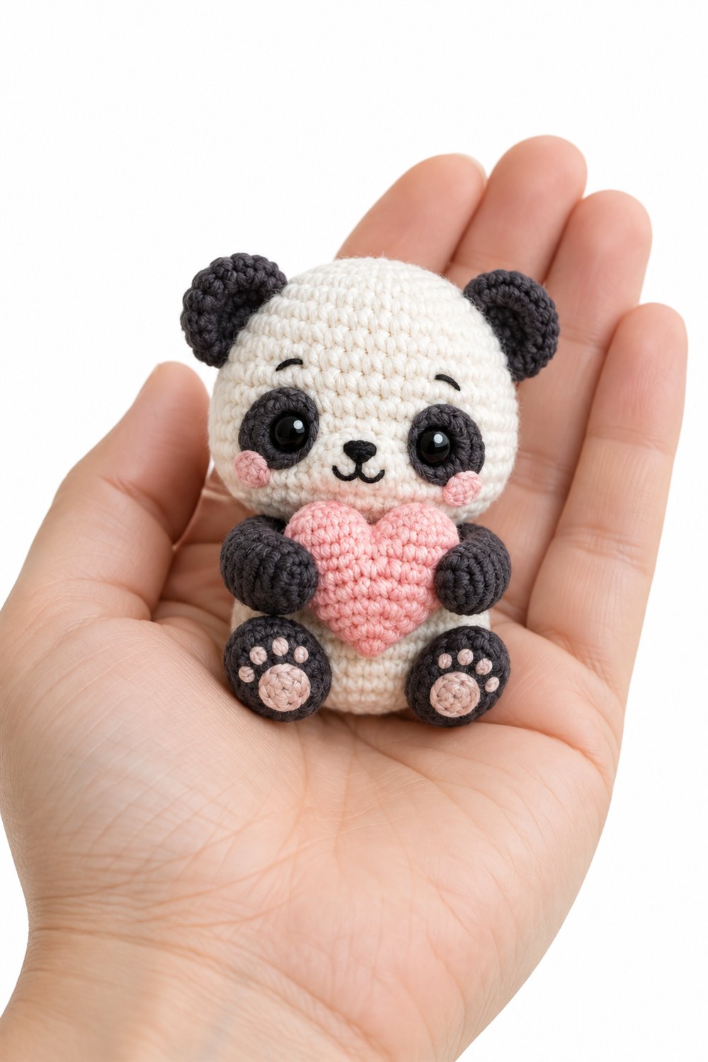 DIY Baby Panda Hugging Heart - Crochet Tutorial