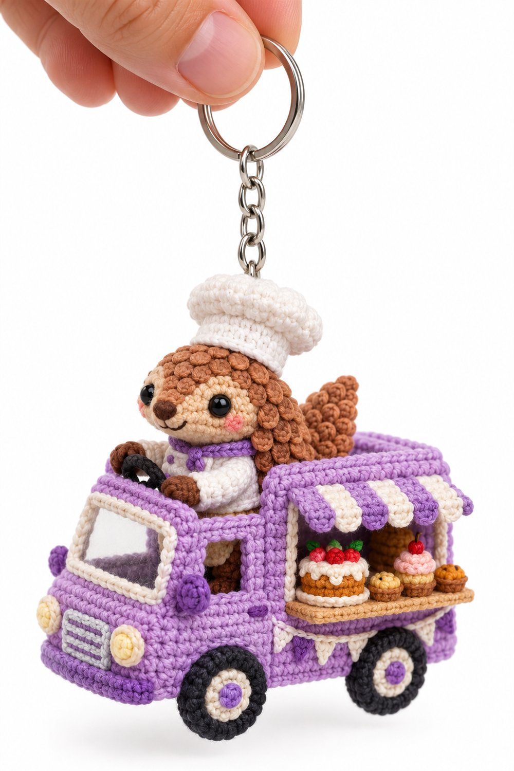 Baby Pangolin Chef In Lilac Food Truck - Crochet Pattern