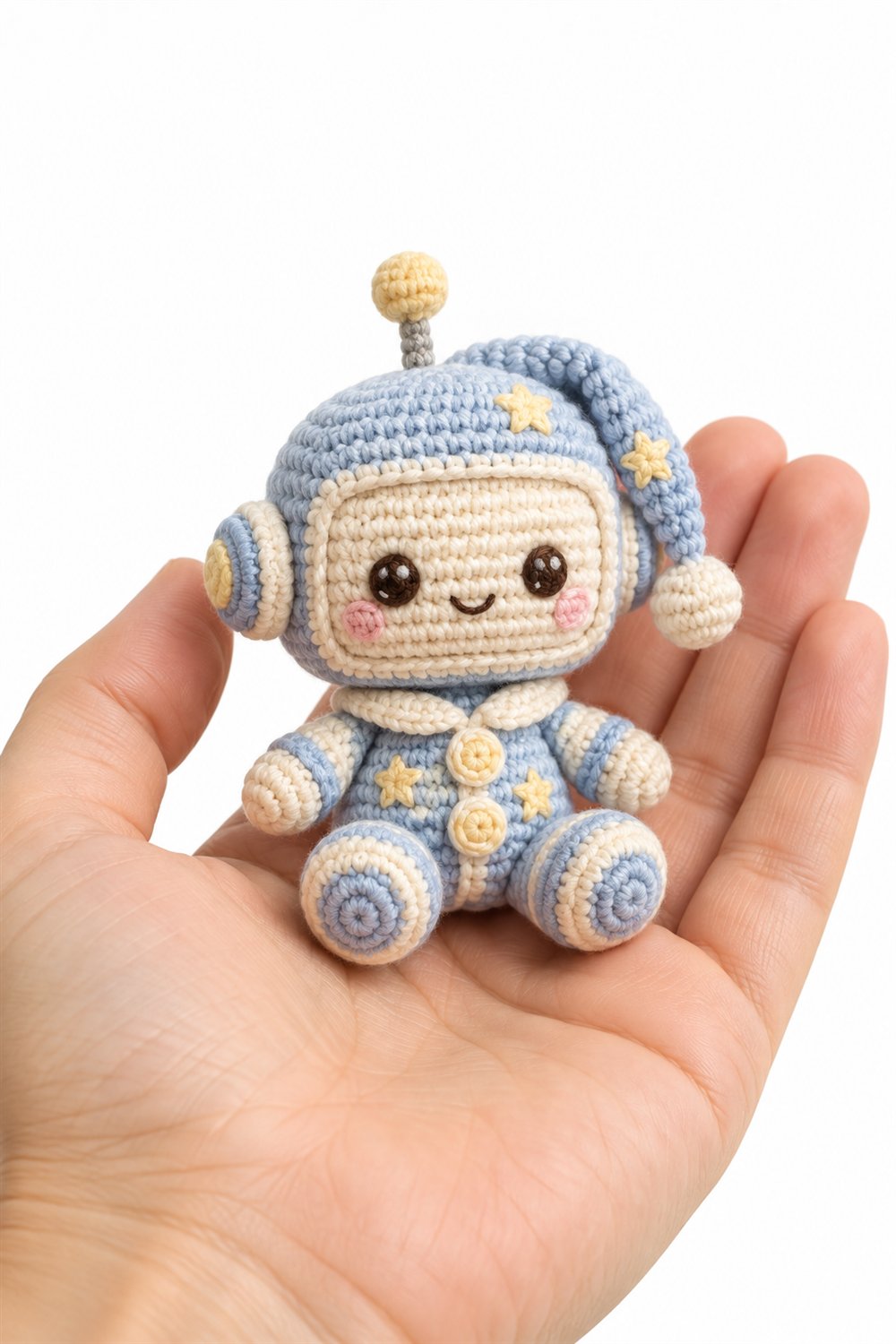 Baby Robot In Crocheted Pajamas - Amigurumi Pattern