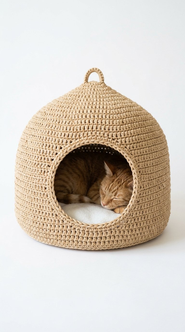 Bamboo Crochet Cat House - Free Crochet Pattern