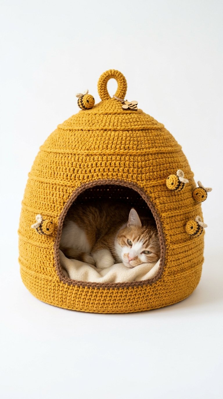 Beehive Crochet Cat House - Free Crochet Pattern