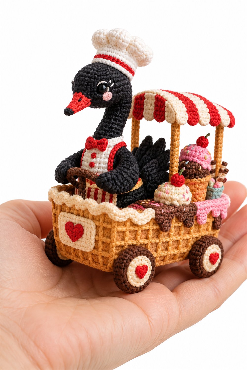 How to Crochet Black Swan Candy Maker With Waffle Cart