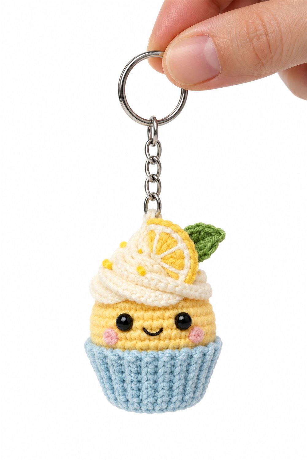 How to Crochet Blue Lemon Cupcake Keychain