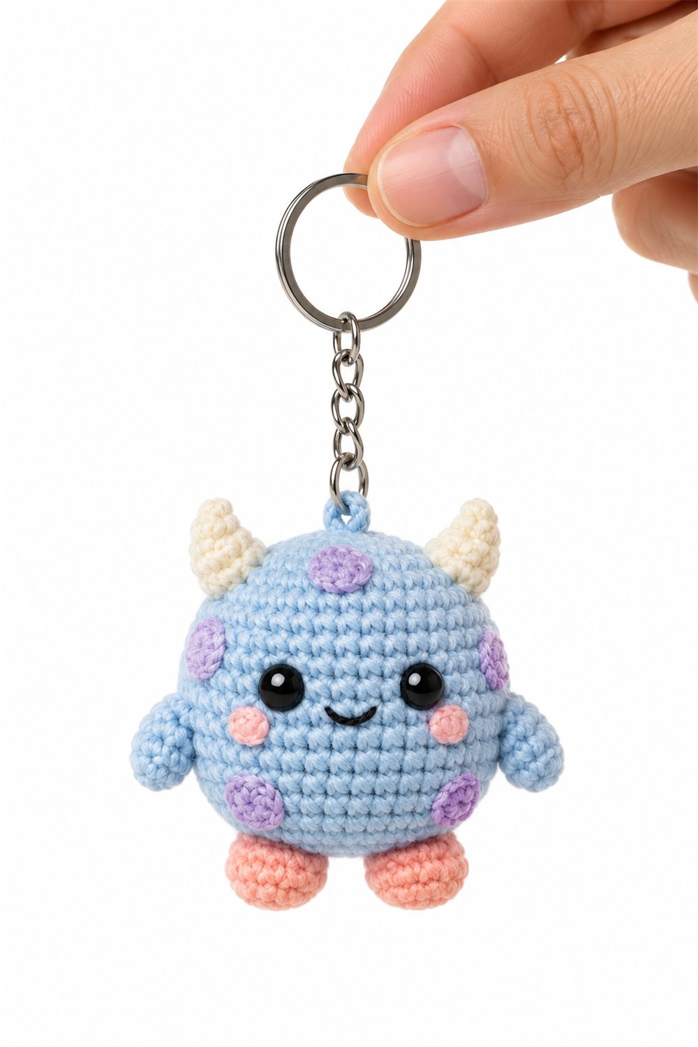 Blue Monster Keychain - Handmade Pattern