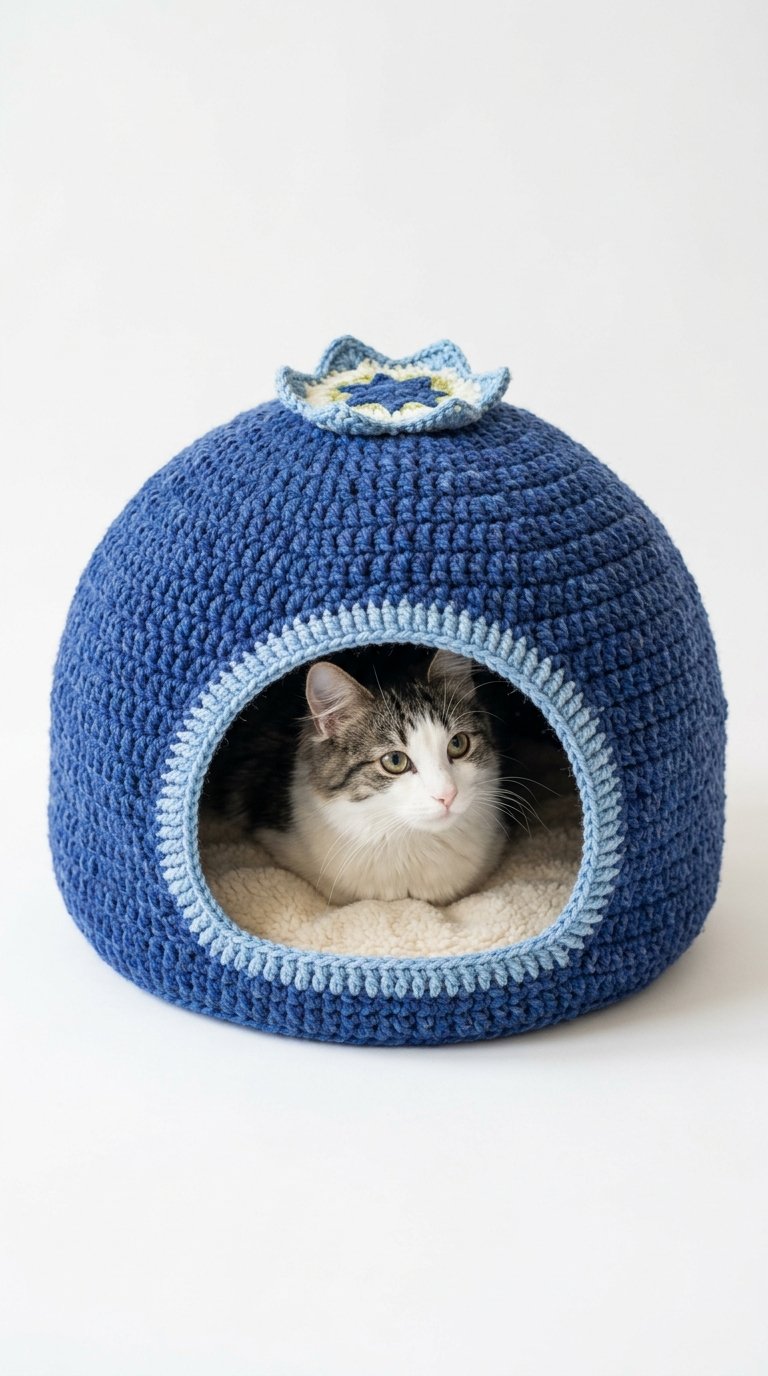 Blueberry Crochet Cat House - Free Crochet Pattern