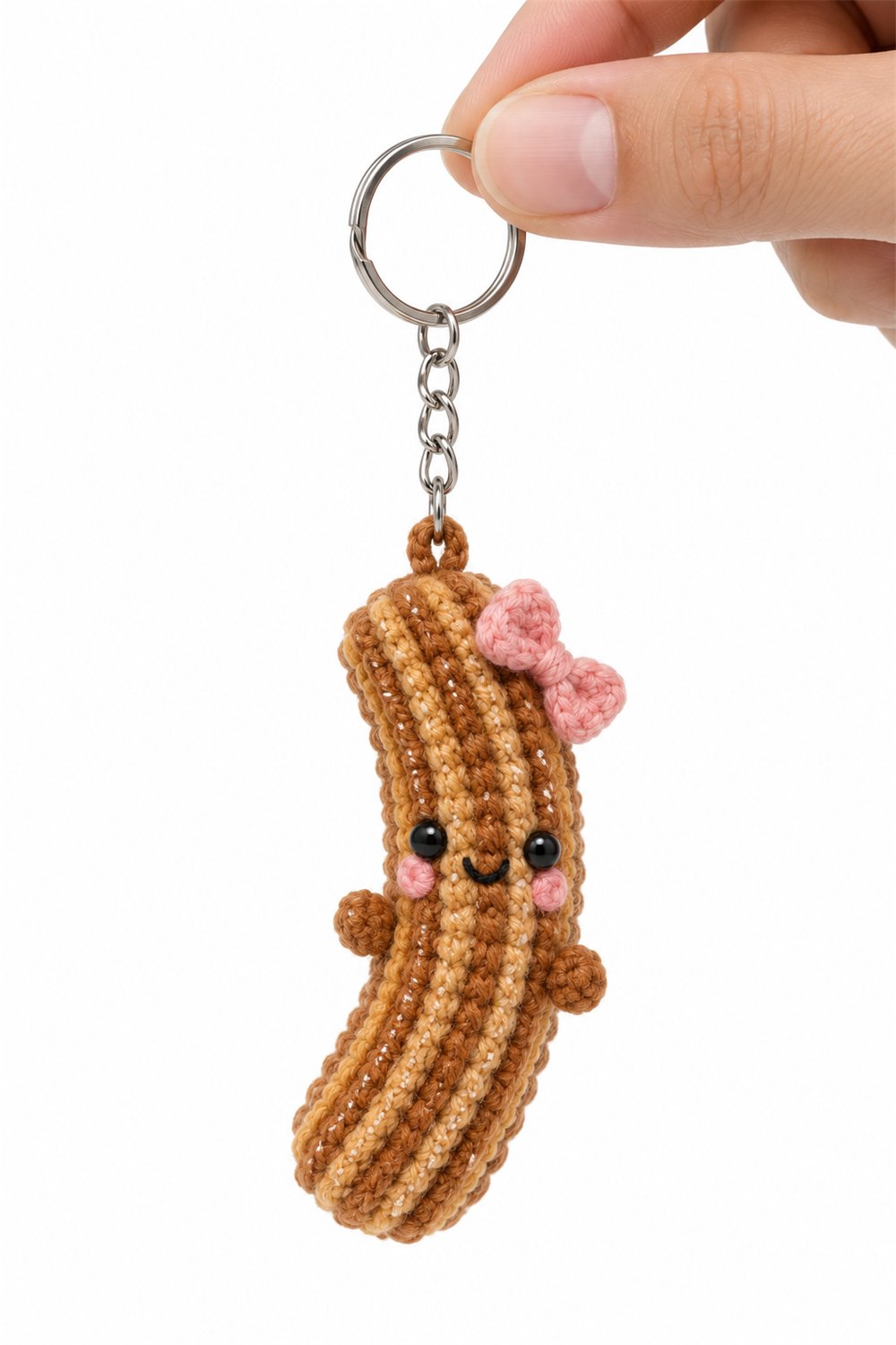 Bow Churros Keychain Crochet Guide