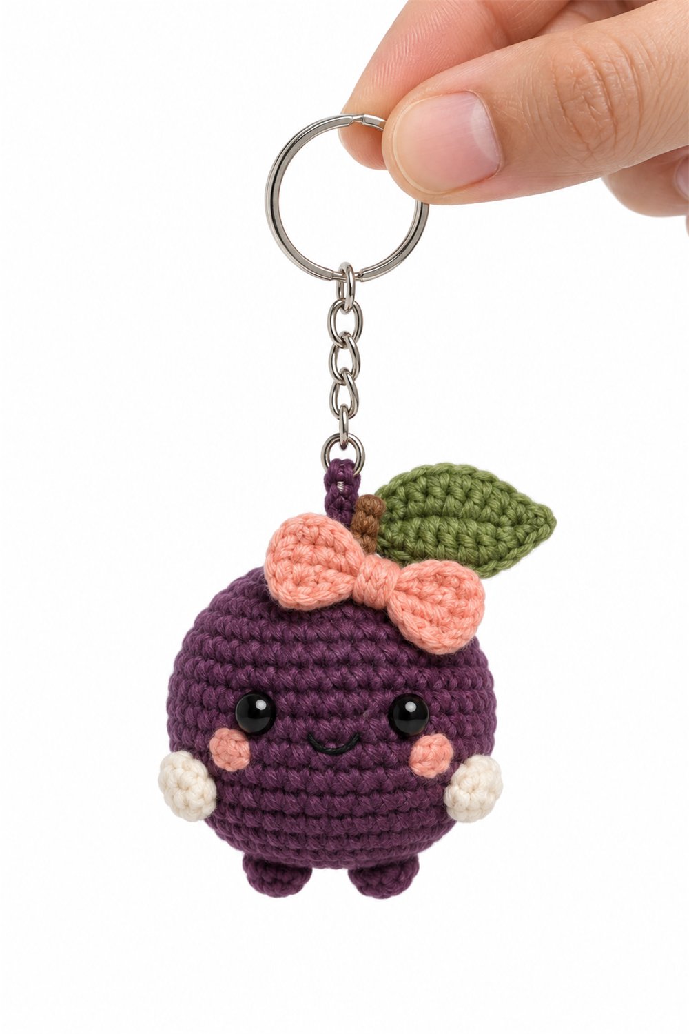 Bow Plum Keychain - Easy Crochet