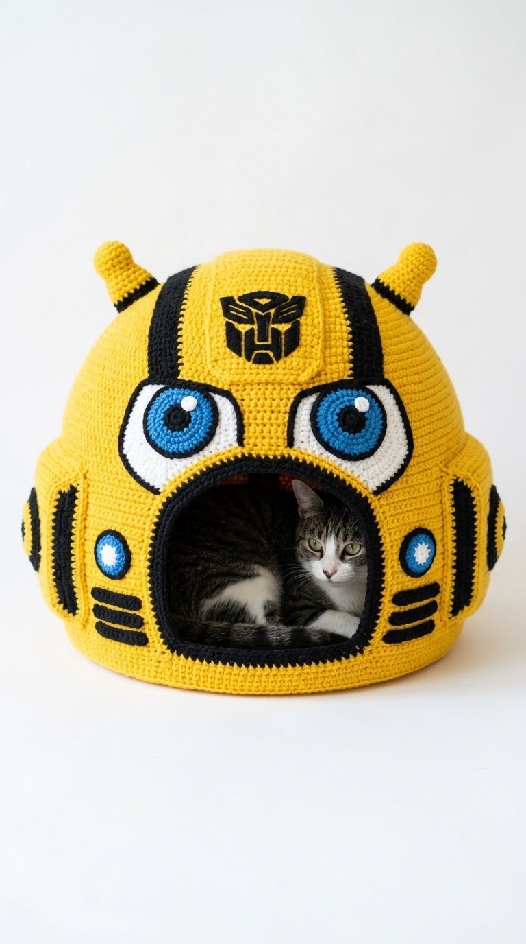 Bumblebee Crochet Cat House - Free Crochet Pattern