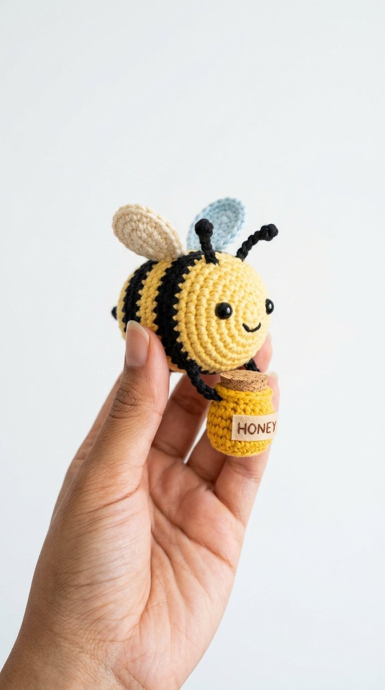 Bumblebee Holding Honey Jar Crochet - Free Crochet Pattern