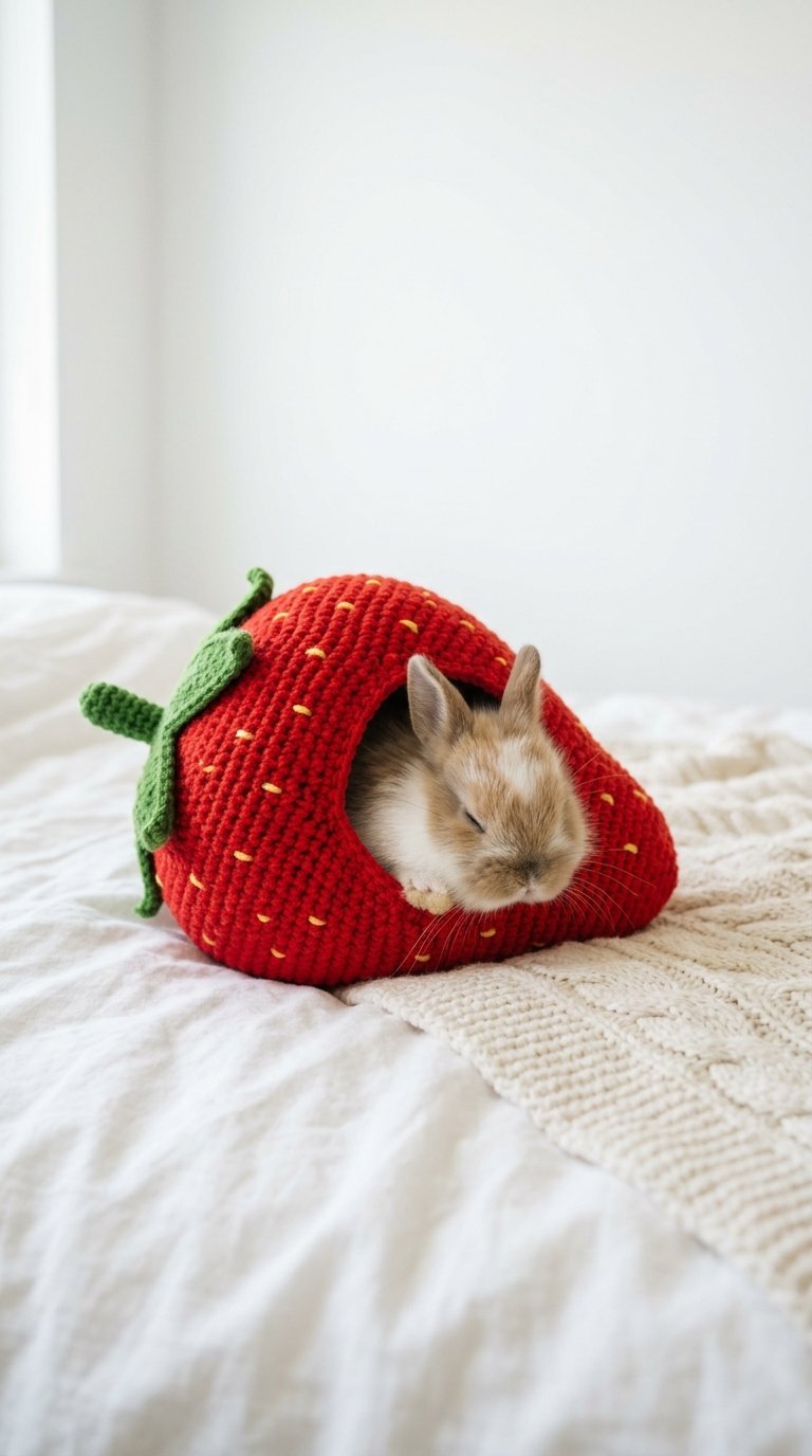 Bunny Crochet Pillow On Bed - Free Crochet Pattern