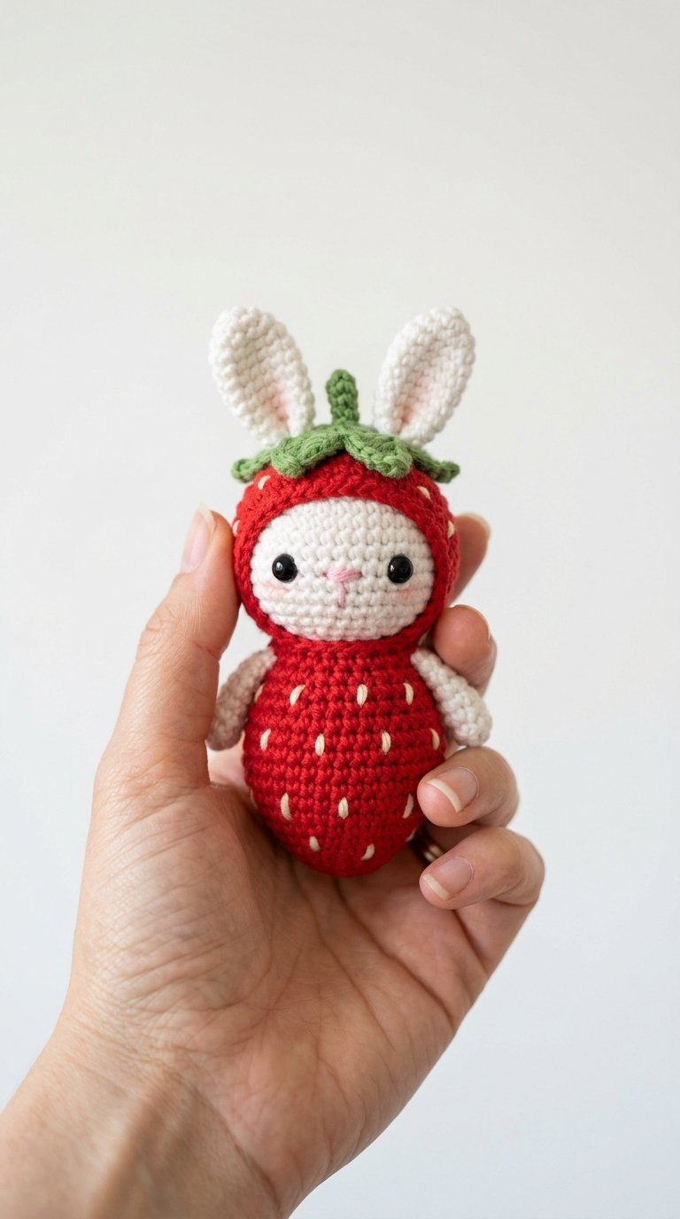 Bunny Dressed As Strawberry Crochet - Free Crochet Pattern