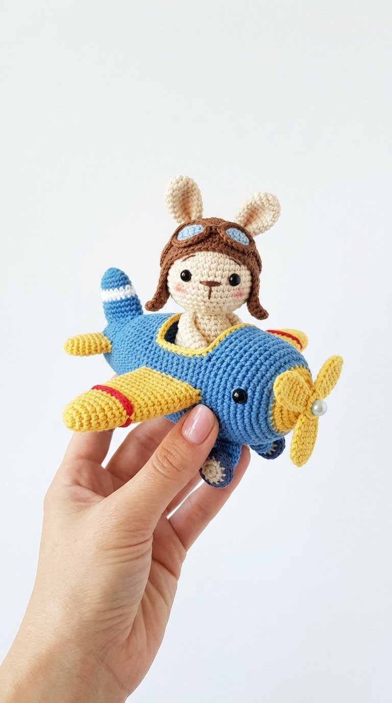 Bunny Flying Airplane Crochet Am - Free Crochet Pattern