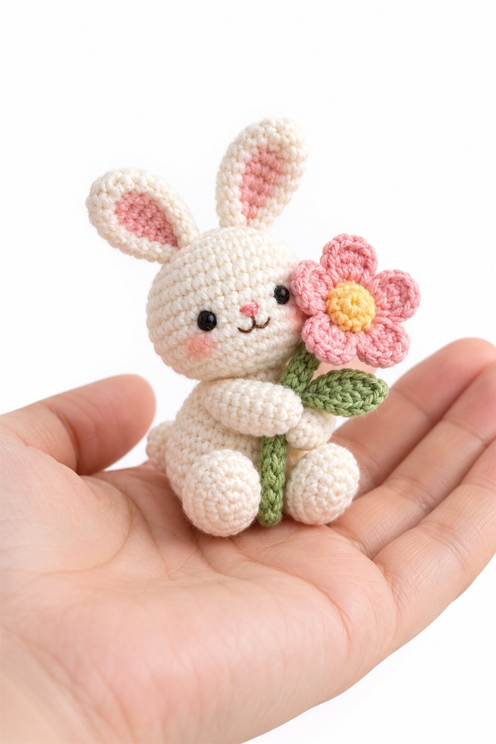 Bunny Hugging A Crochet Flower - Handmade Pattern