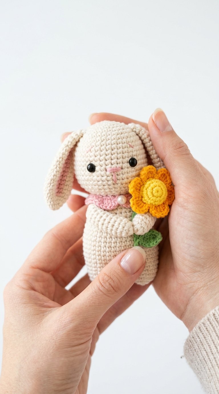 Bunny Hugging Flower Crochet Ami - Free Crochet Pattern